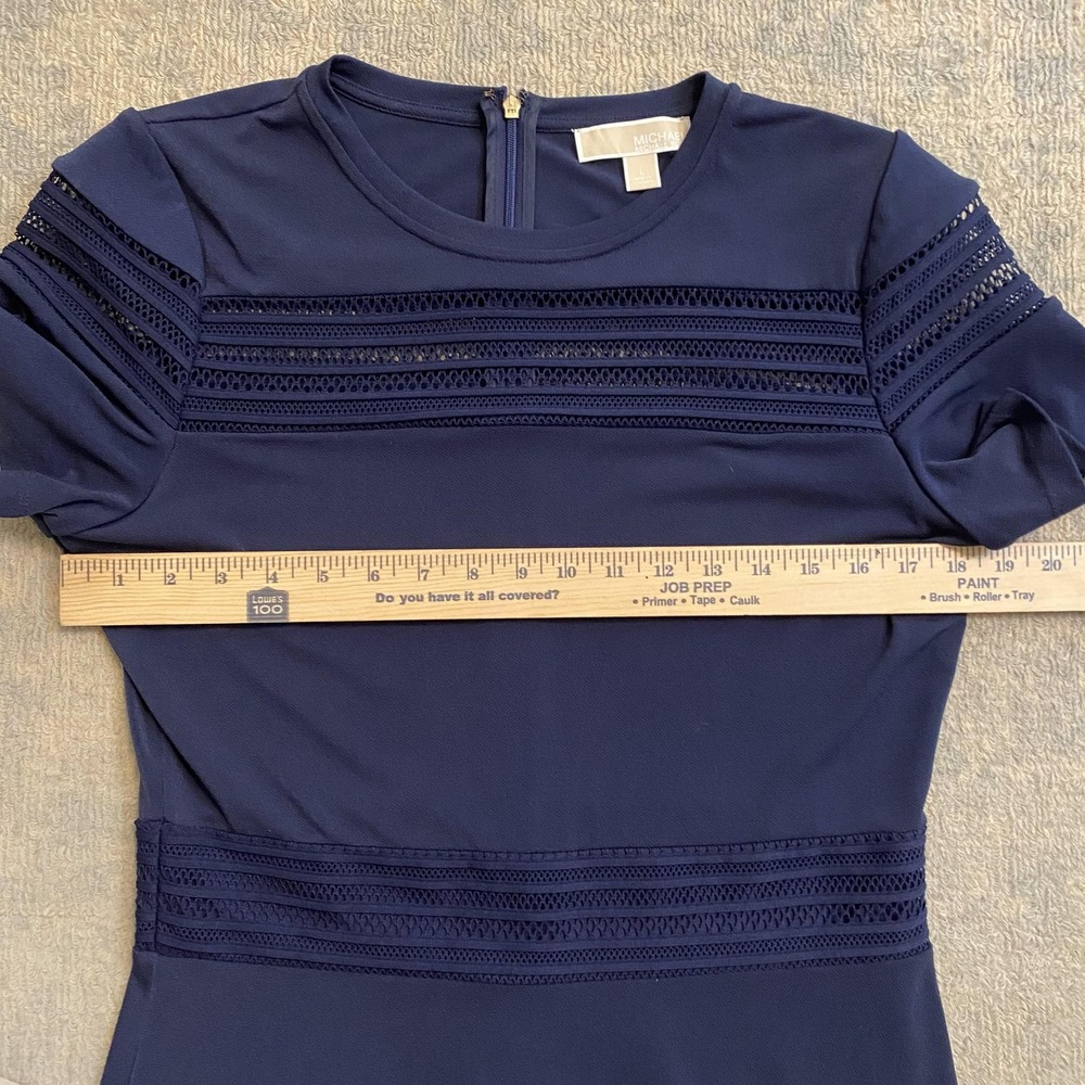 Michael Michael Kors Dress Womens Large Navy Lace Trim Ruffle Hem Short Sleeve - Picture 6 of 10